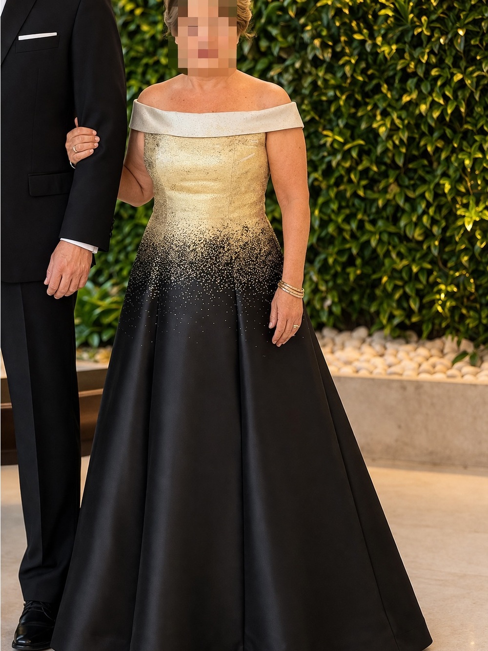 Gold & Black Ombre Evening Dress